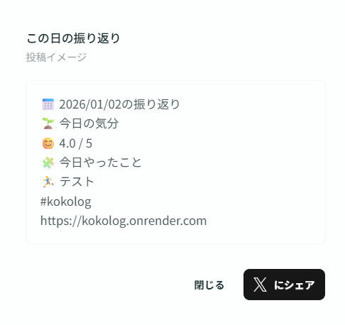 Xへのシェア投稿イメージ